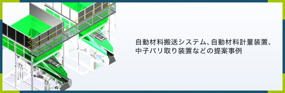 自動材料搬送システム、自動材料計量装置、
中子バリ取り装置などの提案事例